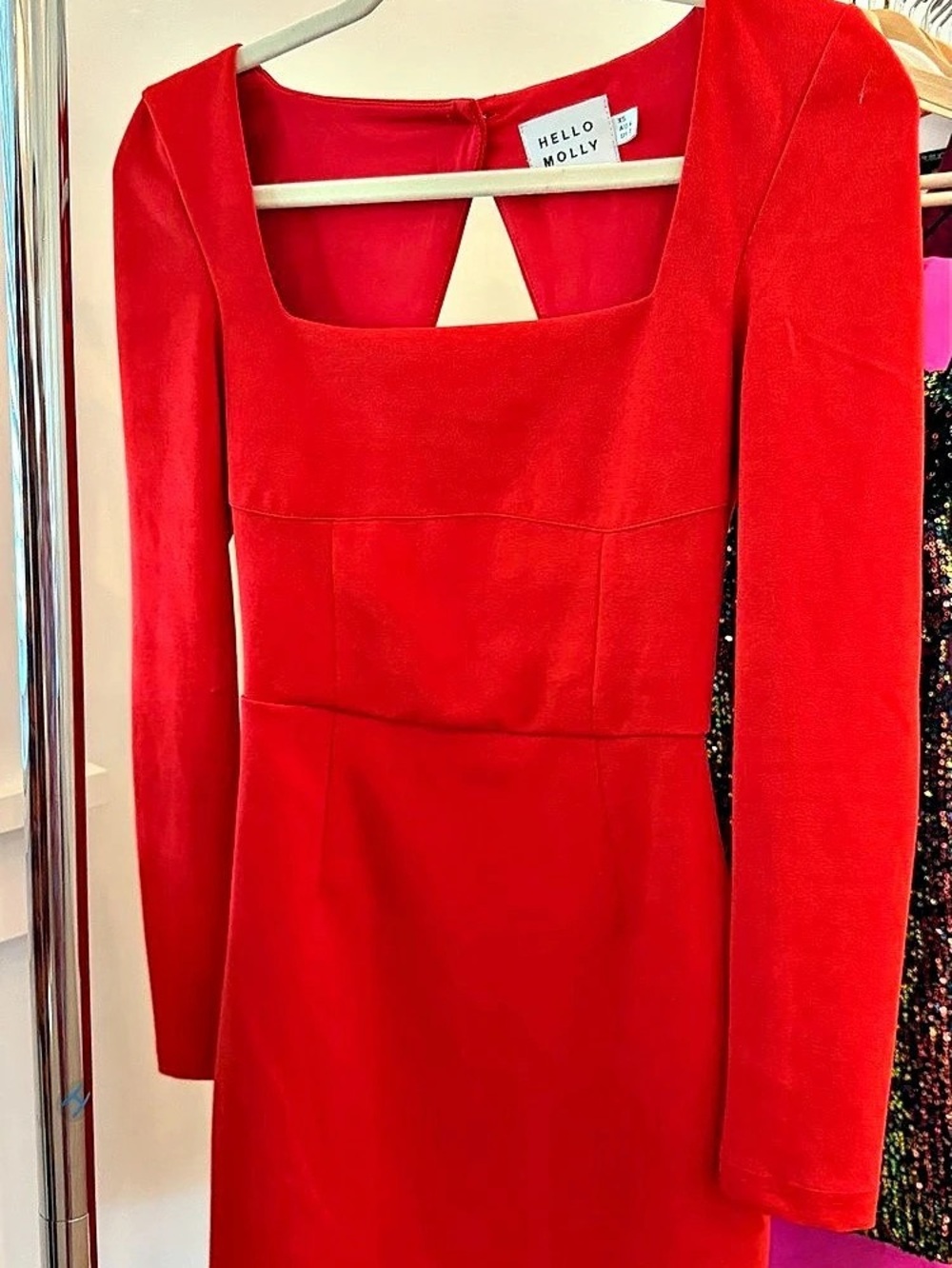 Hello Molly Next Level Red Long Sleeve Mini Dress XS